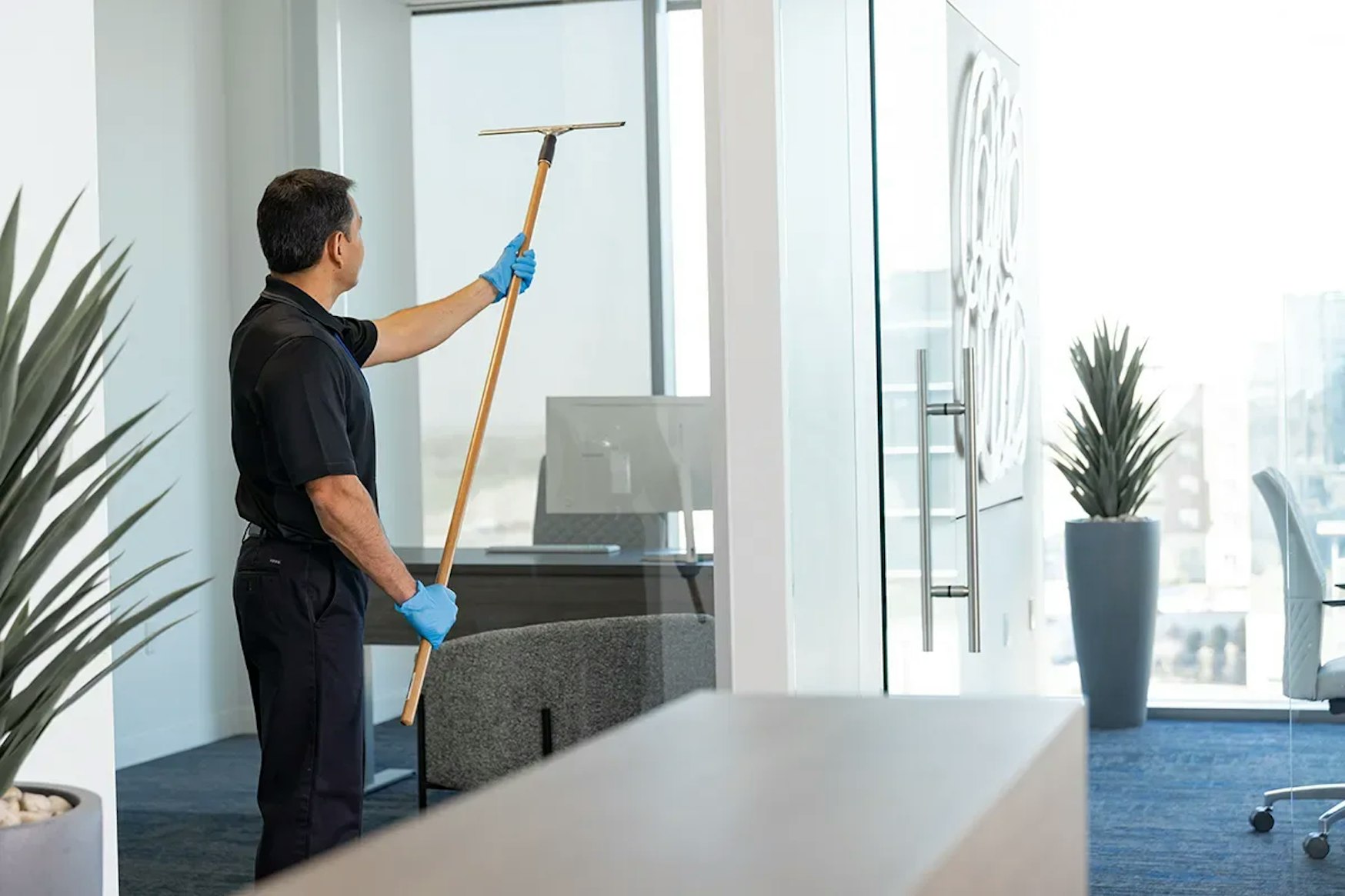 Our Jani-King team use pure water to keep your windows clean and streak free.